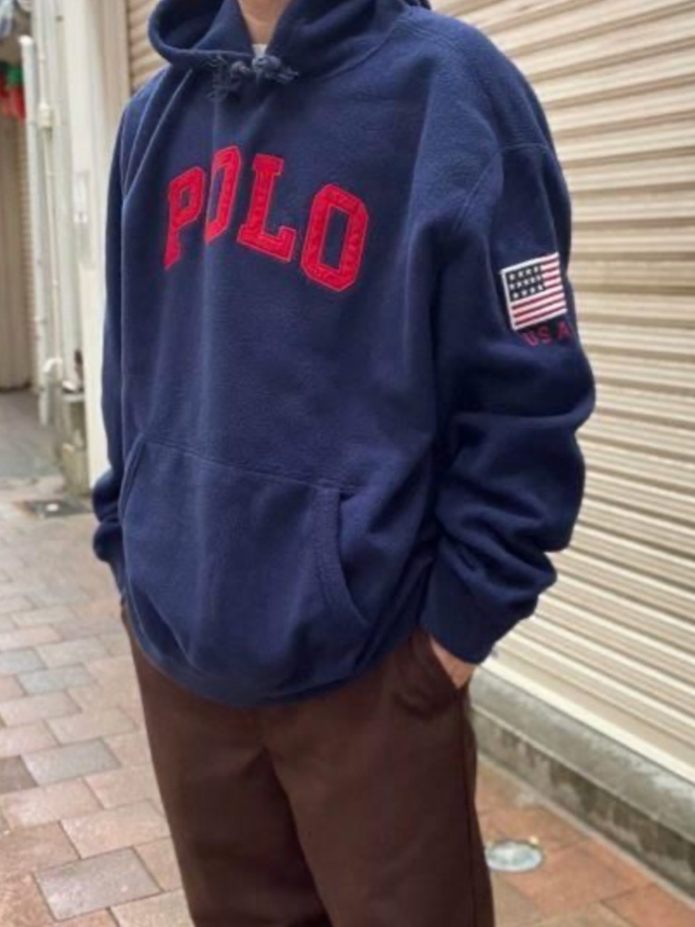 Polo Ralph Lauren RARE Sherpa Hoodie in Navy Hype Streetwear Size Large
